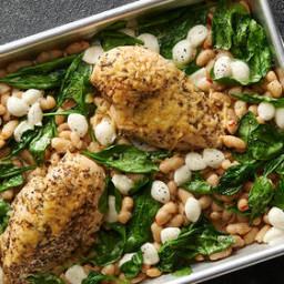 Sheet-Pan Italian Chicken, White Beans and Spinach for Two