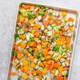Sheet Pan Maple Balsamic Tempeh and Vegetables