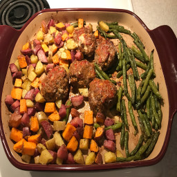 Sheet Pan Mini Meatloaves with Potatoes and Green Beans