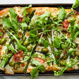 Sheet-Pan Pizza With Asparagus and Arugula
