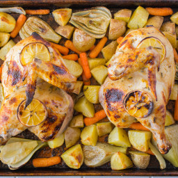 Sheet pan roast chicken and vegetables