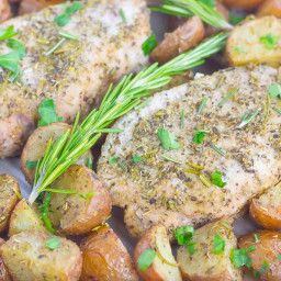 Sheet Pan Rosemary Herb Pork Chops with Roasted Potatoes