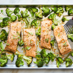 Sheet-Pan Salmon and Broccoli With Sesame and Ginger