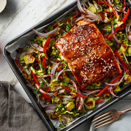 Sheet Pan Salmon with Brussels Sprouts Recipe