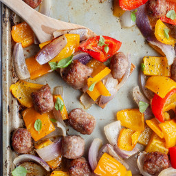 Sheet Pan Sausage, Peppers, and Onions