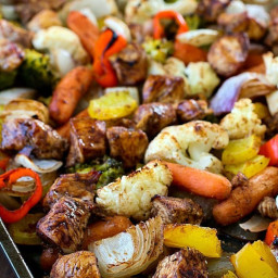 Sheet Pan Spicy Balsamic Roasted Chicken and Veggies
