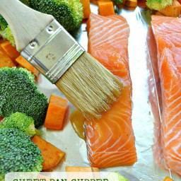 Sheet Pan Supper: Maple-Glazed Salmon with Sweet Potatoes and Broccoli