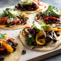 Sheet-Pan Tostadas With Black Beans and Peppers