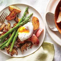 Shiitake and Asparagus Sauté with Poached Eggs