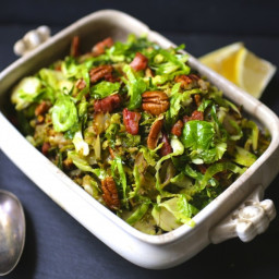 Shredded Brussels Sprouts with Bacon and Pecans
