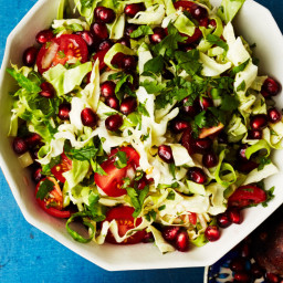 Shredded Cabbage Salad with Pomegranate and Tomatoes