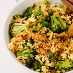 Shredded Chicken and Broccoli with Daikon Fried Rice