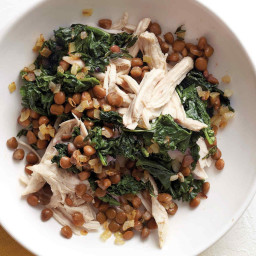 Shredded Chicken with Kale and Lentils