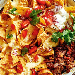 Shredded chilli beef with loaded nachos