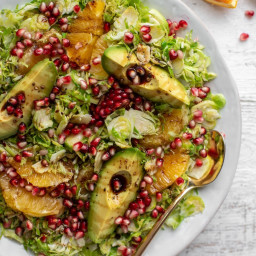 SHREDDED CITRUS BRUSSELS SPROUTS SALAD WITH AVOCADO 