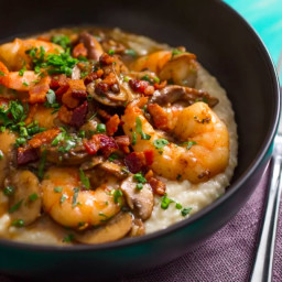Shrimp and Gruyère Cheese Grits With Bacon and Mushrooms Recipe