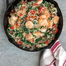 Shrimp and Spinach Rice with Asiago Cheese