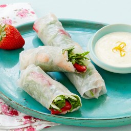 Shrimp and Strawberry Spring Rolls with Creamy Orange Dipping Sauce