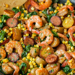 Shrimp Boil with Sausage and Spinach