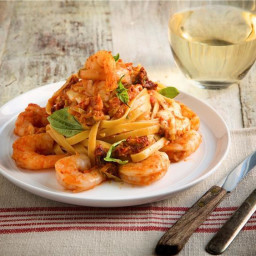 Shrimp Fettuccine Pasta and Fresh Mozzarella