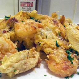 Shrimp on Cheesed Pasta Shells Cajun Style