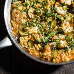 Shrimp, Orzo and Zucchini with Ouzo and Mint