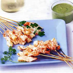 Shrimp Sates with Spiced Pistachio Chutney