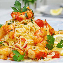 Shrimp Scampi with fresh Angel Hair pasta