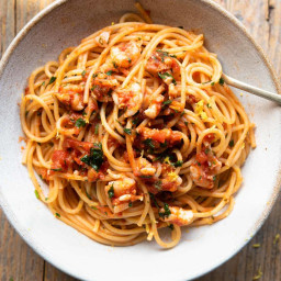 Shrimp Spaghetti with 'Nduja and Lemon