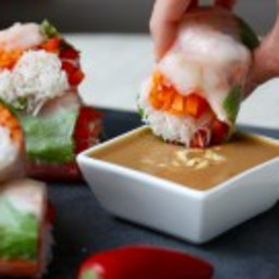 Shrimp Spring Rolls with Spicy Peanut Dipping Sauce