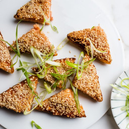Shrimp Toasts with Sesame Seeds and Scallions