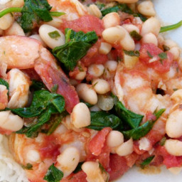 Shrimp with Tomatoes, White Beans and Spinach