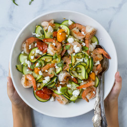 Shrimp Zucchini Pasta with Blistered Tomatoes