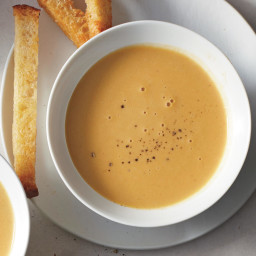Silky Garlic Soup With Sourdough Soldiers