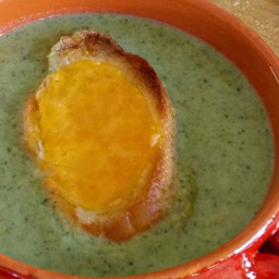 Simple Broccoli Soup with Cheddar Croutons