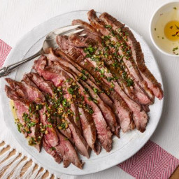 Simple Broiled Flank Steak with Herb Oil