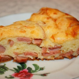 Simple cake with cheese and sausage