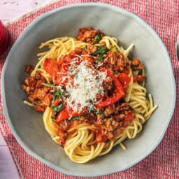 Simple Lamb Ragu with Roasted Red Pepper and Spinach