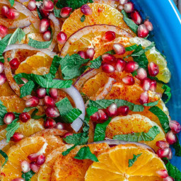 Simple Mediterranean Orange Salad with Pomegrantes and Mint