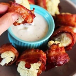 Simple Snack! Microwave Bacon Wrapped Cauliflower  🥓