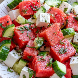 SIMPLE Watermelon + Cucumber + Feta Salad