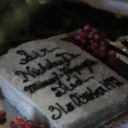 Sir Nicholas's Deathday Party: Tombstone Cake