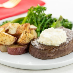 Sirloin Steak with Goat Cheese Butterand Herbes de Provence-roasted potatoe