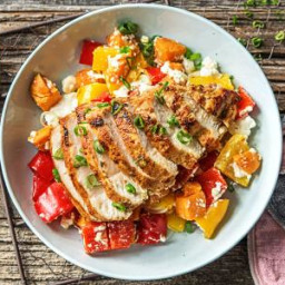 Sizzling Southwestern Chicken with a Sweet Potato, Bell Pepper, and Feta Ju