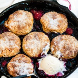 Skillet Berry Cobbler with Buttermilk Biscuits