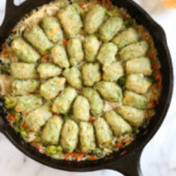 Skillet Chicken and Broccoli Veggie Tot Pie