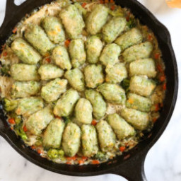 Skillet Chicken and Broccoli Veggie Tot Pie