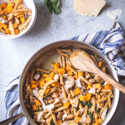 Skillet Chicken Pasta with Sweet Potato and Crispy Sage