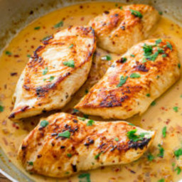 Skillet Chicken with Creamy Cilantro Lime Sauce