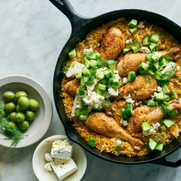 Skillet Chicken With Orzo, Dill and Feta